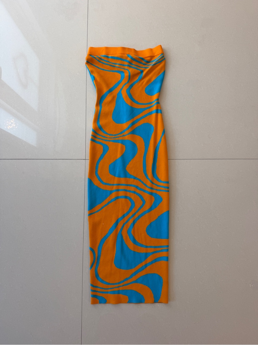 Bold Orange & Blue Swirl Bodycon Dress
